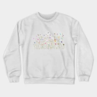 colorful wildflowers golden ink and watercolor Crewneck Sweatshirt